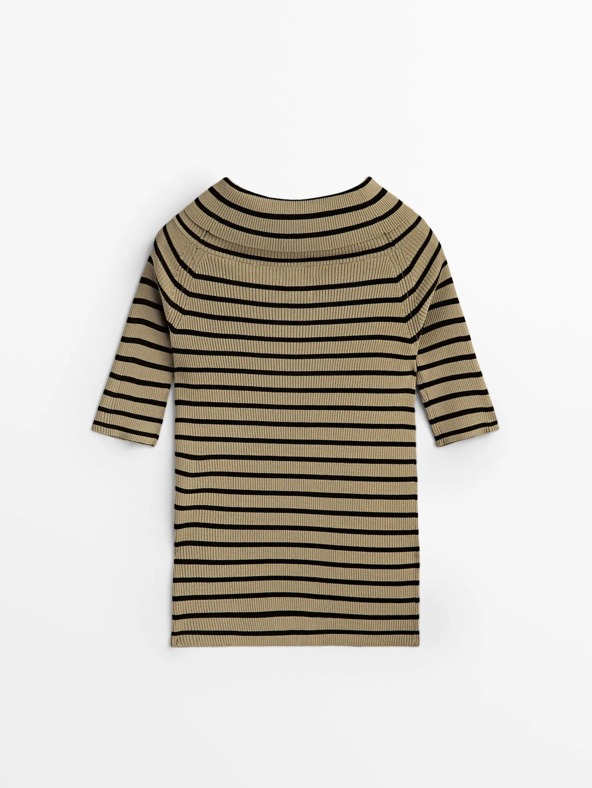 VILZSTUDIOS Off Shoulder Striped Knitted Sweater