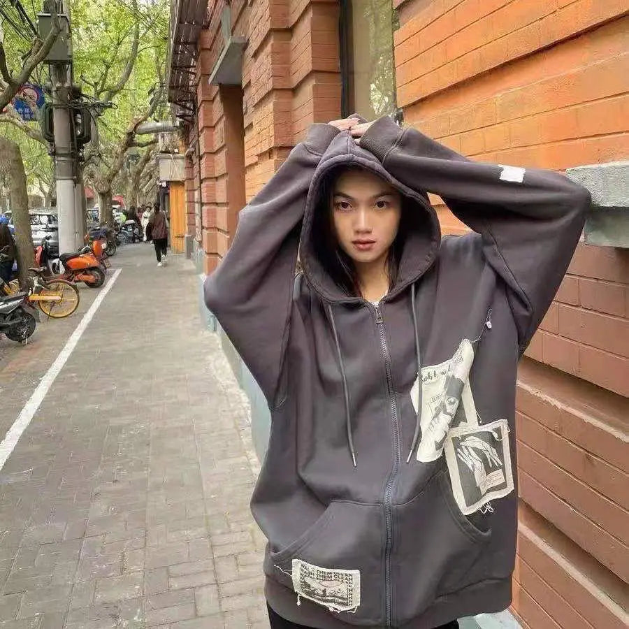 VILZSTUDIOS Aesthetic Oversized Zip-Up Hoodie