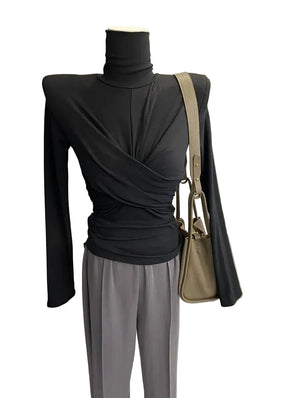 VILZSTUDIOS Twisted Turtleneck Women Basic Top