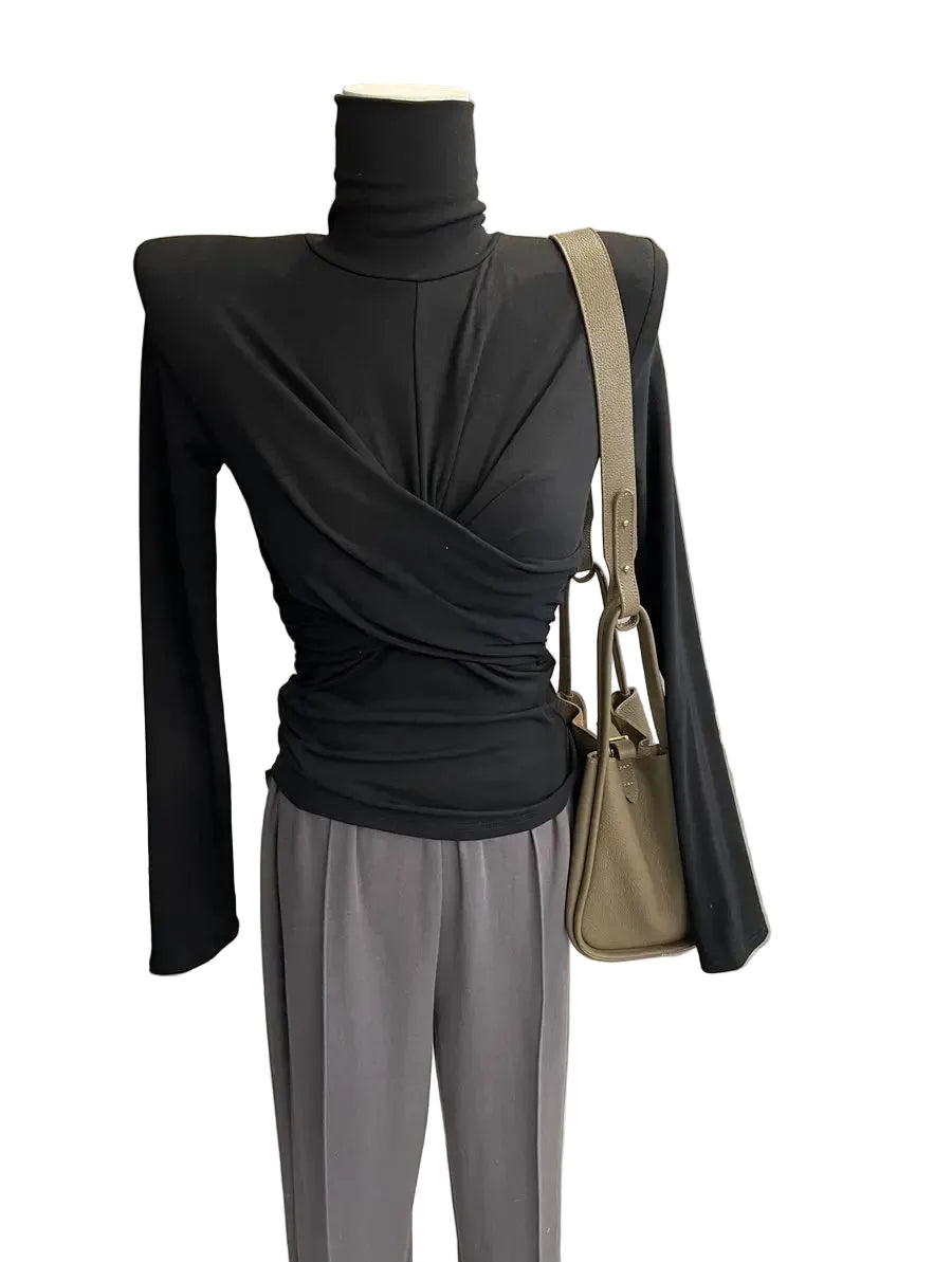 VILZSTUDIOS Twisted Turtleneck Women Basic Top