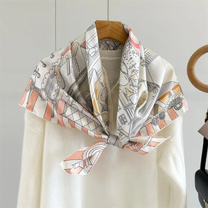VILZSTUDIOS Fashion Lady Silk Print Scarves Square Luxury Shawl