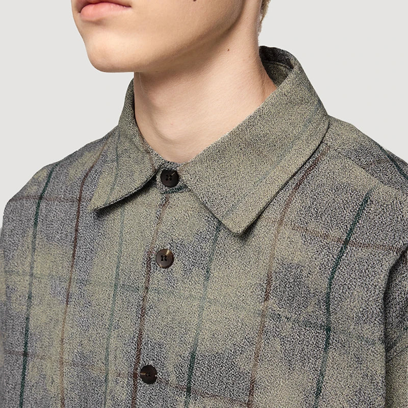 VILZSTUDIOS Retro Plaid Oversized Long-Sleeved Shirt
