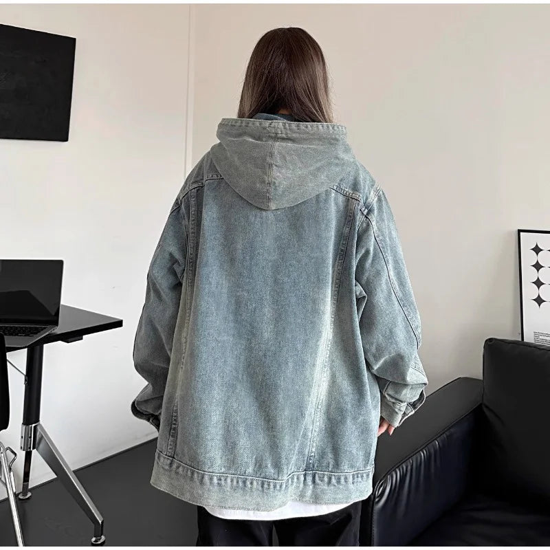 VILZSTUDIOS Vintage Washed Denim Hooded Jacket
