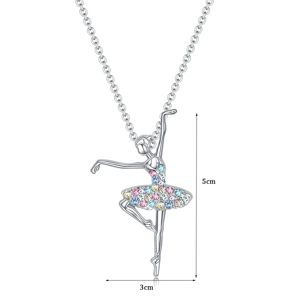 VILZSTUDIOS Crystal Zircon Charm Dancing Ballerina Necklace