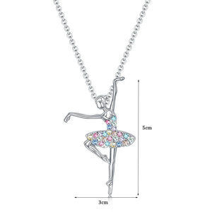 VILZSTUDIOS Crystal Zircon Charm Dancing Ballerina Necklace