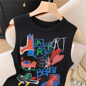 VILZSTUDIOS Hand Painted Y2K Vintage Sleeveless Tank Top