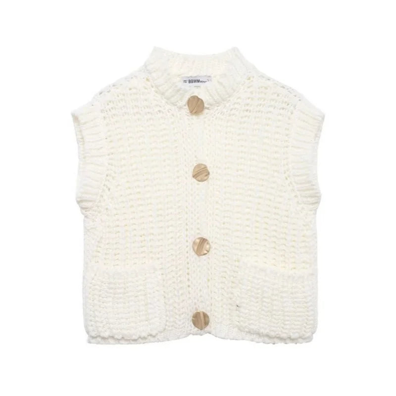 VILZSTUDIOS Chic Sleeveless Retro Knitted Sweater