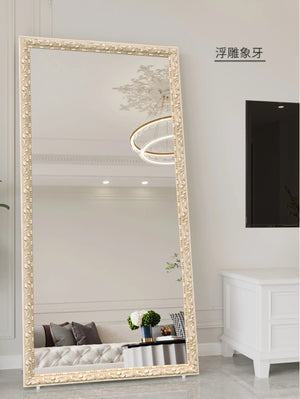 VILZSTUDIOS Carved full-length dressing mirror home decor items whole body mirror large full size accesorios para cuarto interior furniture