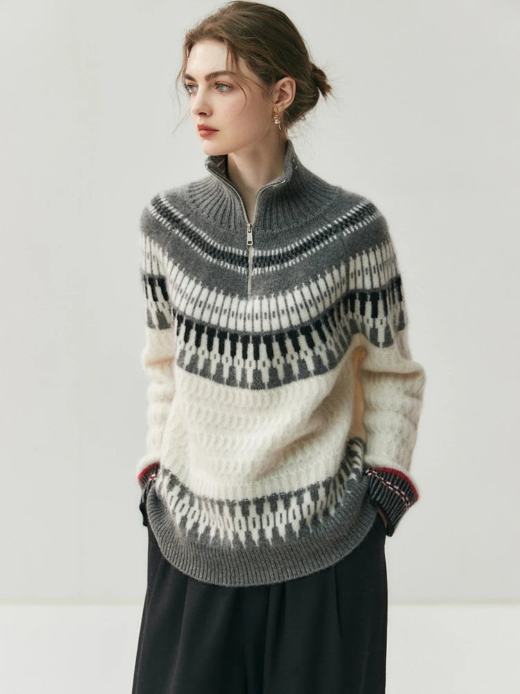 VILZSTUDIOS Luxury Cashmere Zipper Turtleneck Sweatshirt
