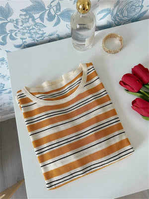 VILZSTUDIOS Elegant Multicolor Striped T-Shirt