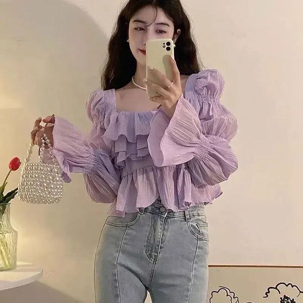 Ruffle Squared Collar Blouse