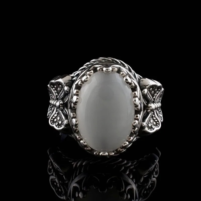 VILZSTUDIOS Butterfly White Stone Silver Ring