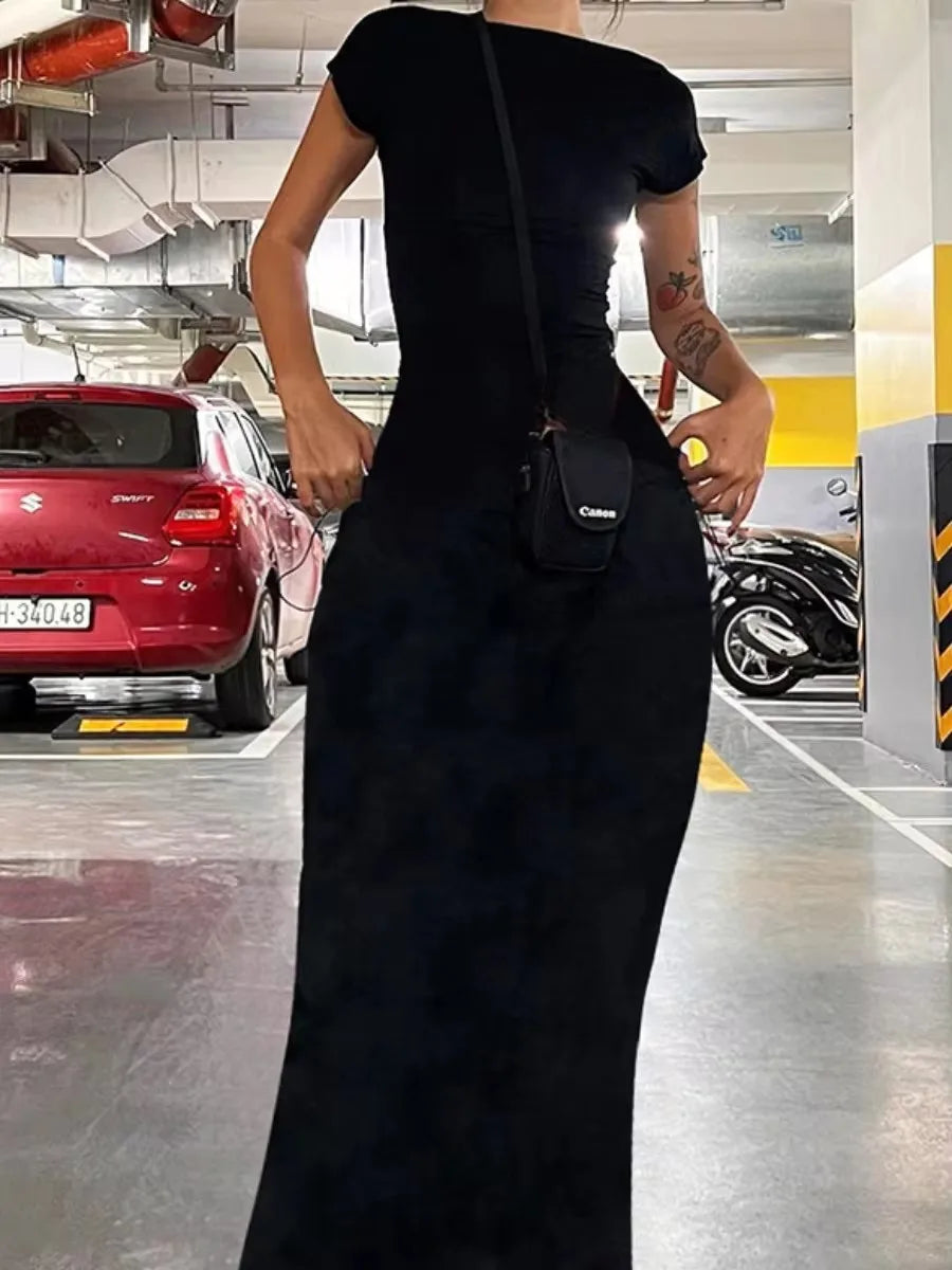 VILZSTUDIOS Elegant Korean Solid Backless Maxi Dress