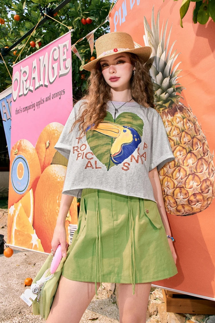 VILZSTUDIOS Loose Printed Petite Straight T-Shirt
