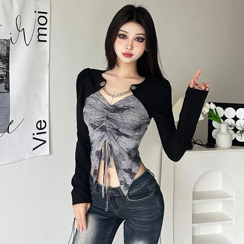 VILZSTUDIOS Casual Drawstring Crop Top