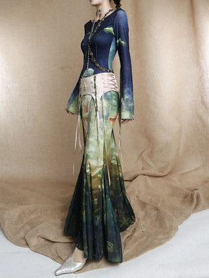VILZSTUDIOS Luxury Designer Backless Mesh Mermaid Dress