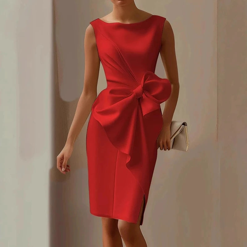 VILZSTUDIOS Elegant Hollow Bowknot Sleeveless Mini Dress