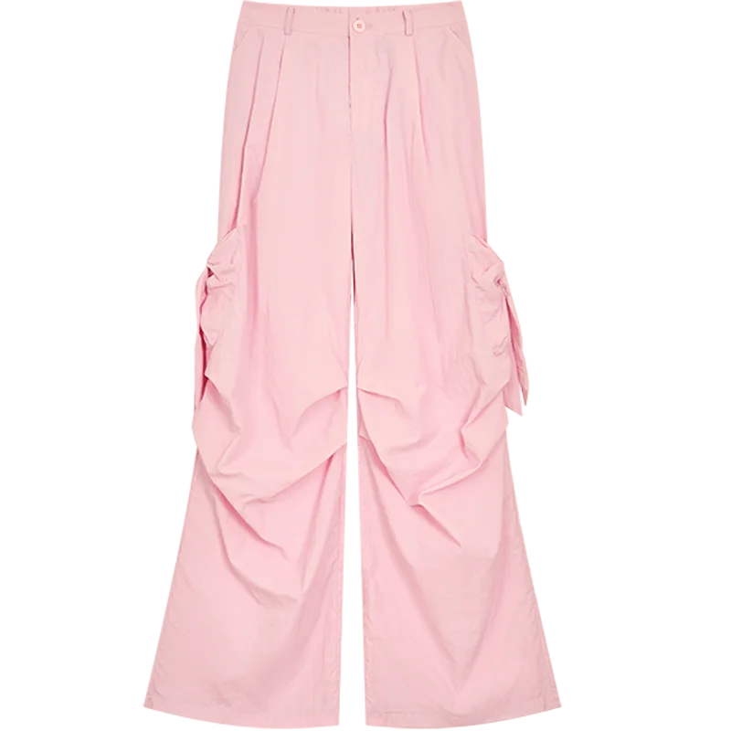 VILZSTUDIOS Sweet Cool Pink Casual Parachute Pants