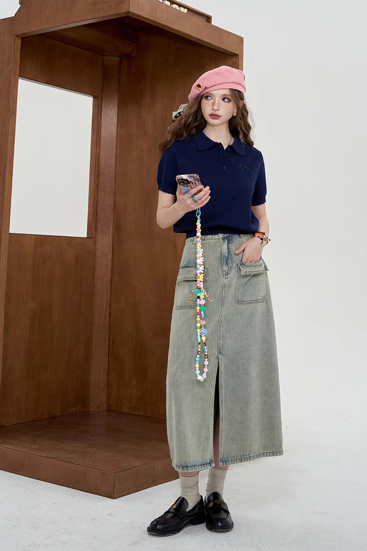 VILZSTUDIOS Versatile Vintage Split Midi Skirt