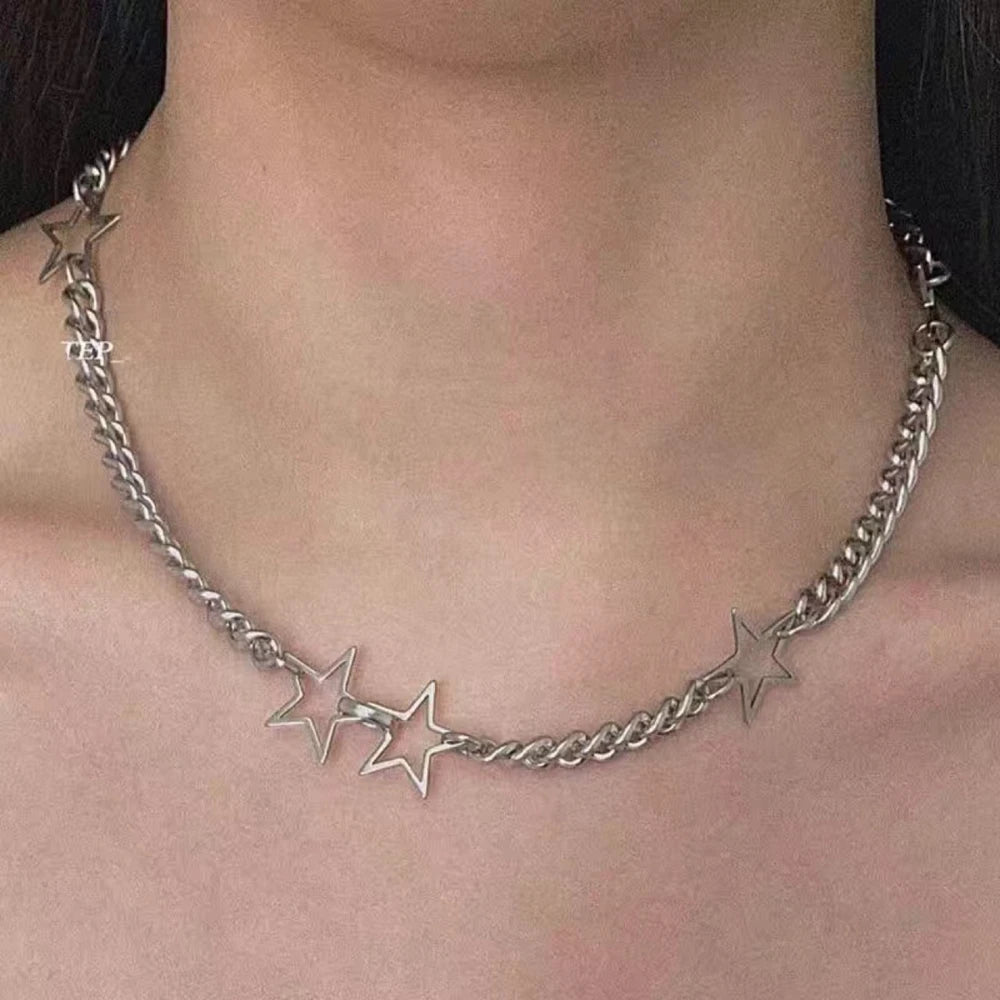 VILZSTUDIOS Gothic Celestial Open Hollow Star Choker Necklace