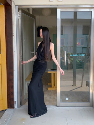 VILZSTUDIOS Elegant Black Lace Evening Mermaid Dress