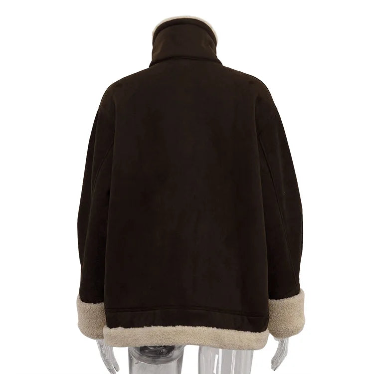 VILZSTUDIOS Retro Warm Contrast Suede Jacket