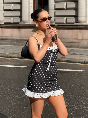 VILZSTUDIOS Vintage Polka Dot Suspender Mini Dress