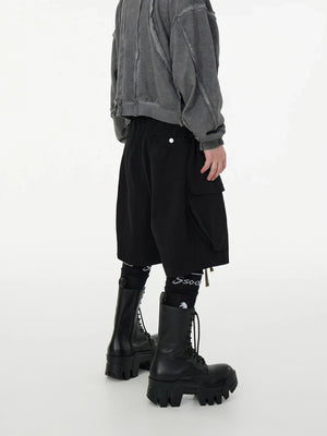 VILZSTUDIOS Black Casual Zipper Front Techwear Shorts