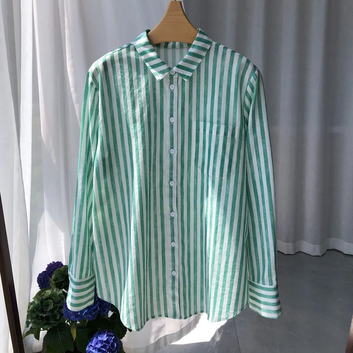 VILZSTUDIOS Striped Linen Long Sleeve Shirt