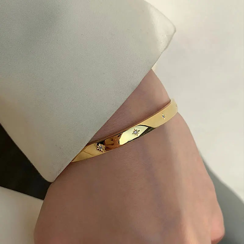 VILZSTUDIOS Golden Star Sterling Silver Bangle Bracelet
