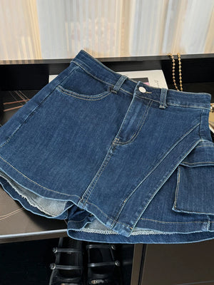 VILZSTUDIOS Spicy High Waist Denim A-Line Skirts