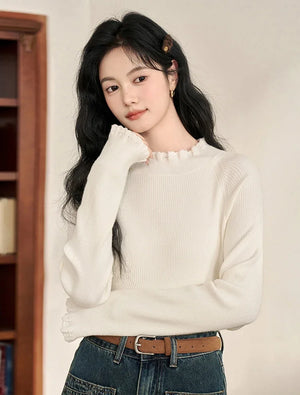 VILZSTUDIOS Apricot Crochet Round Neck Sweater