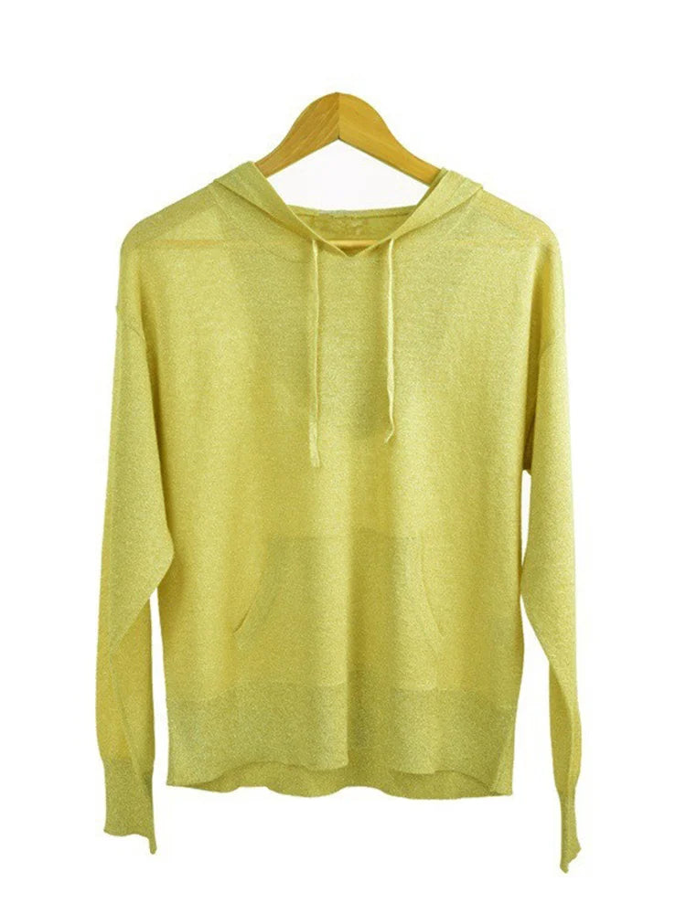 VILZSTUDIOS Yellow Loose Drawstring Hoodie
