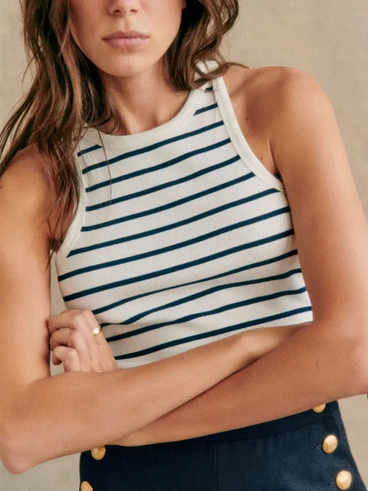 VILZSTUDIOS Sexy Slim Striped Tank Top