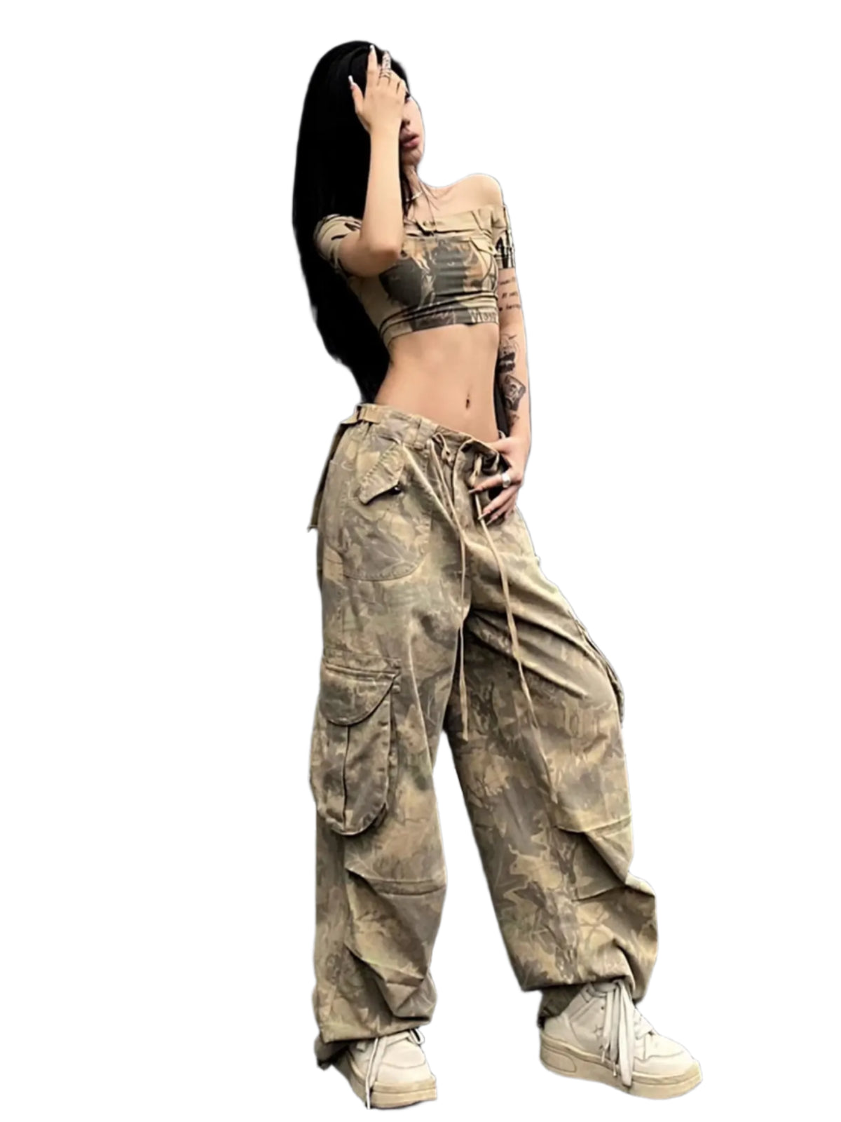 VILZSTUDIOS Vintage Washed Camouflage Cargo Pants