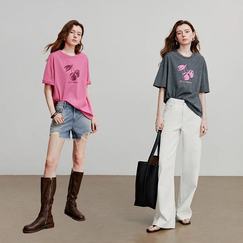 VILZSTUDIOS Cherry Printed Summer T-Shirt