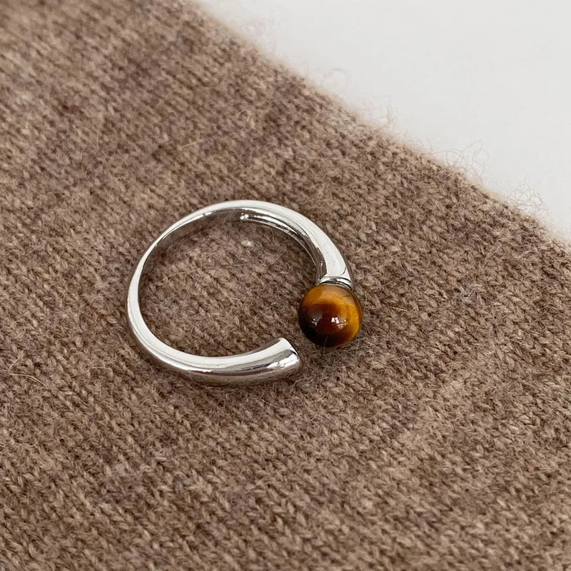 VILZSTUDIOS Asymmetric Geometric Punk Brown Bead Ring