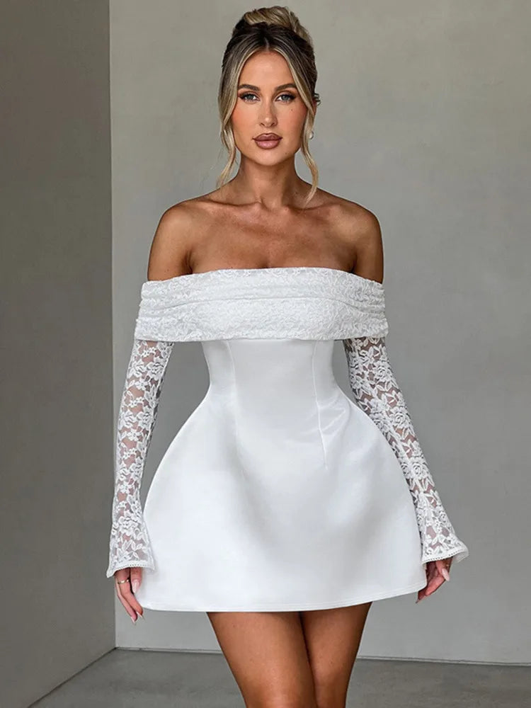 VILZSTUDIOS Elegant Sexy Off-Shoulder Mini Dress