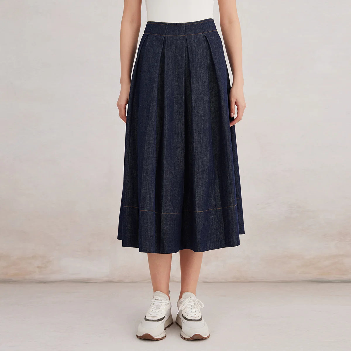 VILZSTUDIOS Luxury High Quality Linen Denim Skirt