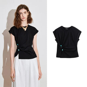 VILZSTUDIOS Lyocell Twisted Design Cotton T-Shirt