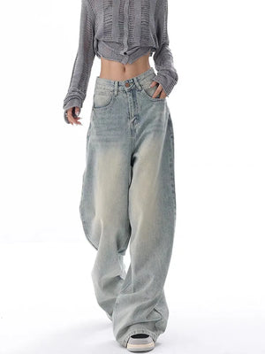 VILZSTUDIOS Vintage Distressed Wide Leg Jeans