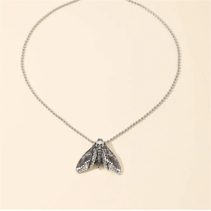 VILZSTUDIOS Gothic Skull Moth Charm Necklace