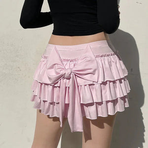 VILZSTUDIOS Pink Bow Pleated Mini Skirt