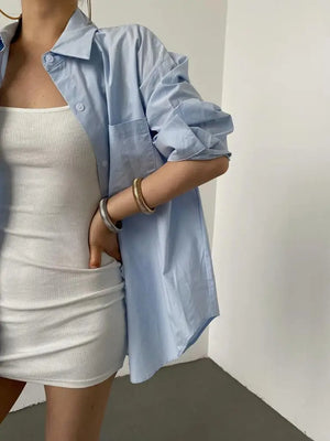 VILZSTUDIOS Chic Loose Fit Split Back Shirt
