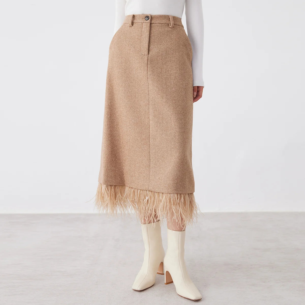 VILZSTUDIOS Luxury High Quality Wool Skirt Womens