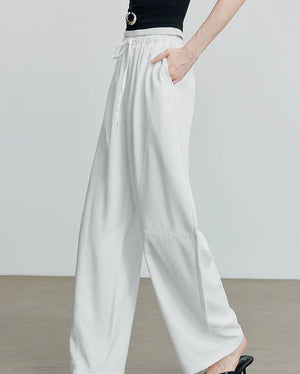 VILZSTUDIOS Elastic Waist Curved Split Casual Pants