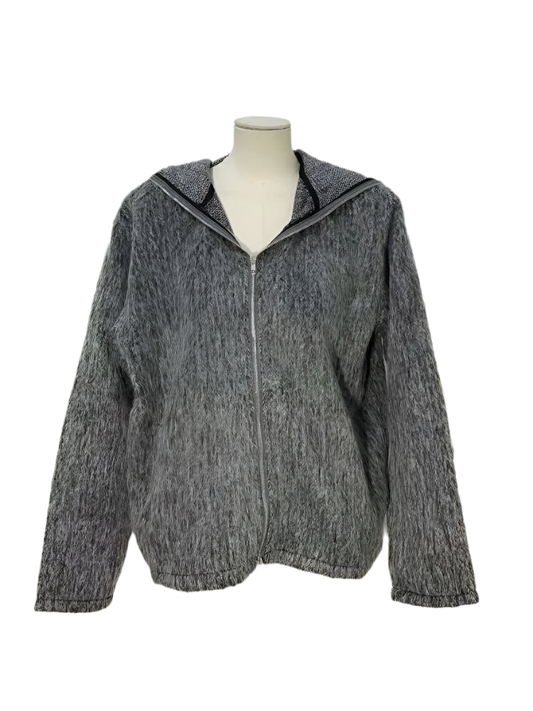 VILZSTUDIOS Knitted Hooded Zipper Cardigan