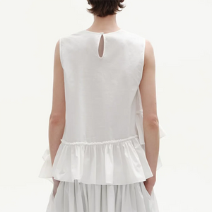 VILZSTUDIOS Elegant Ruffle Cotton Sleeveless T-Shirt