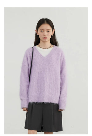 VILZSTUDIOS Cozy Loose V-Neck Sweater
