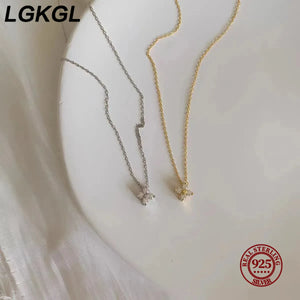 VILZSTUDIOS 925 Sterling Silver Plated Four Leaf Gras Necklace